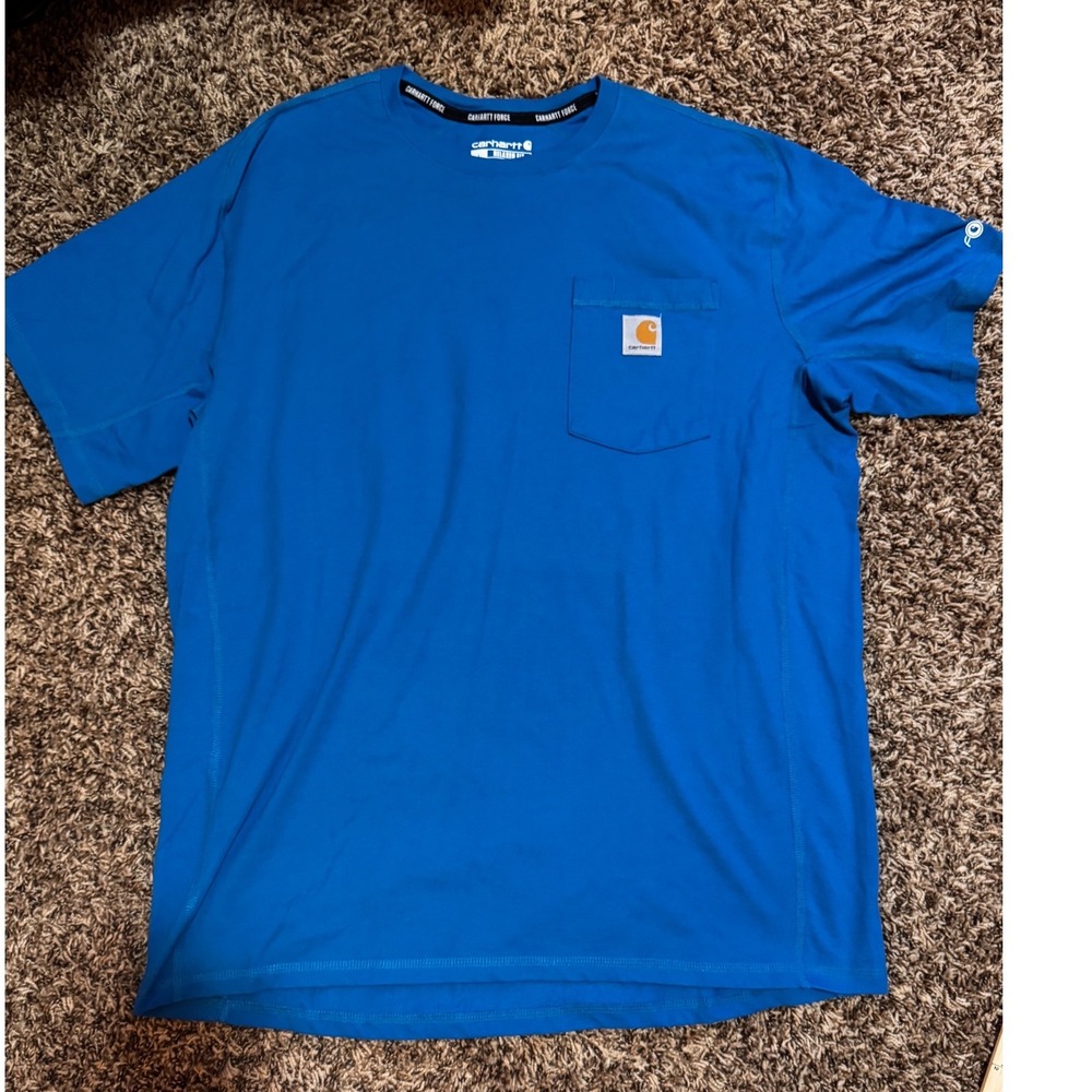 Carhartt Force Mens Relaxed Fit Pocket T-Shirt Blue TK4616-M Size Large